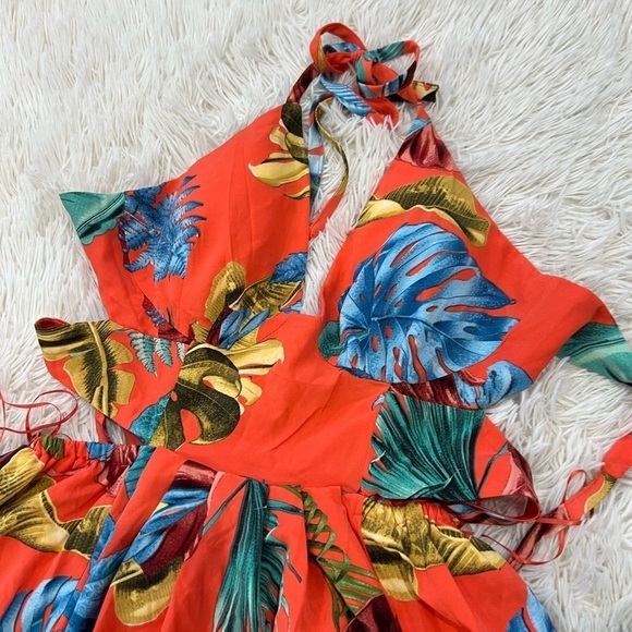 Fashion Nova Kenzie Halter Maxi Dress - Orange/combo - NWT - Size M - Picture 4 of 7